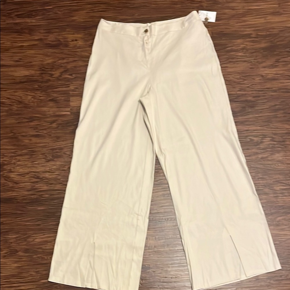 NWT Forever 21 Linen Blend Ash Brown/Khaki Wide Leg Pants Size 0X